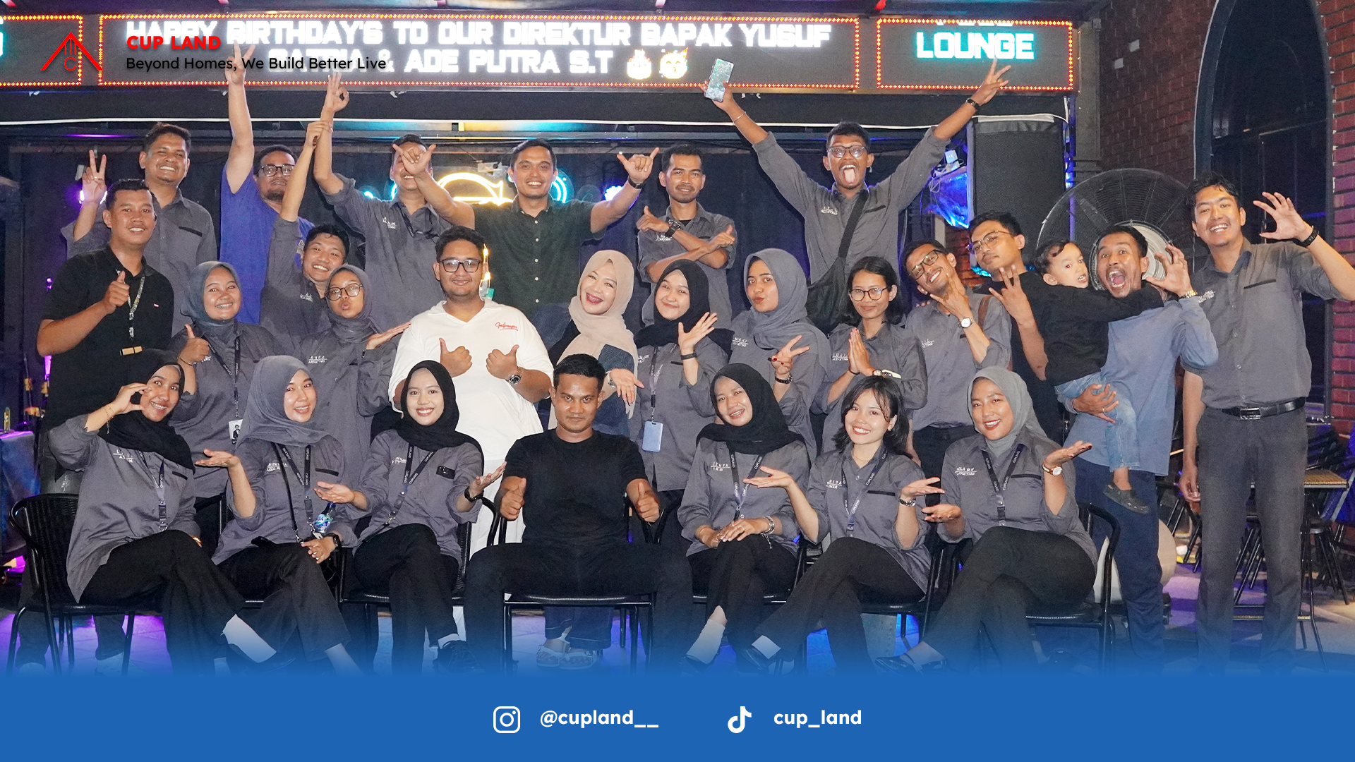 Semarak Kebersamaan : Tim Cup Land Gelar Perayaan Ulang Tahun Ganda untuk Bapak Yusuf Satria dan Bapak Ade Putra, S.T.