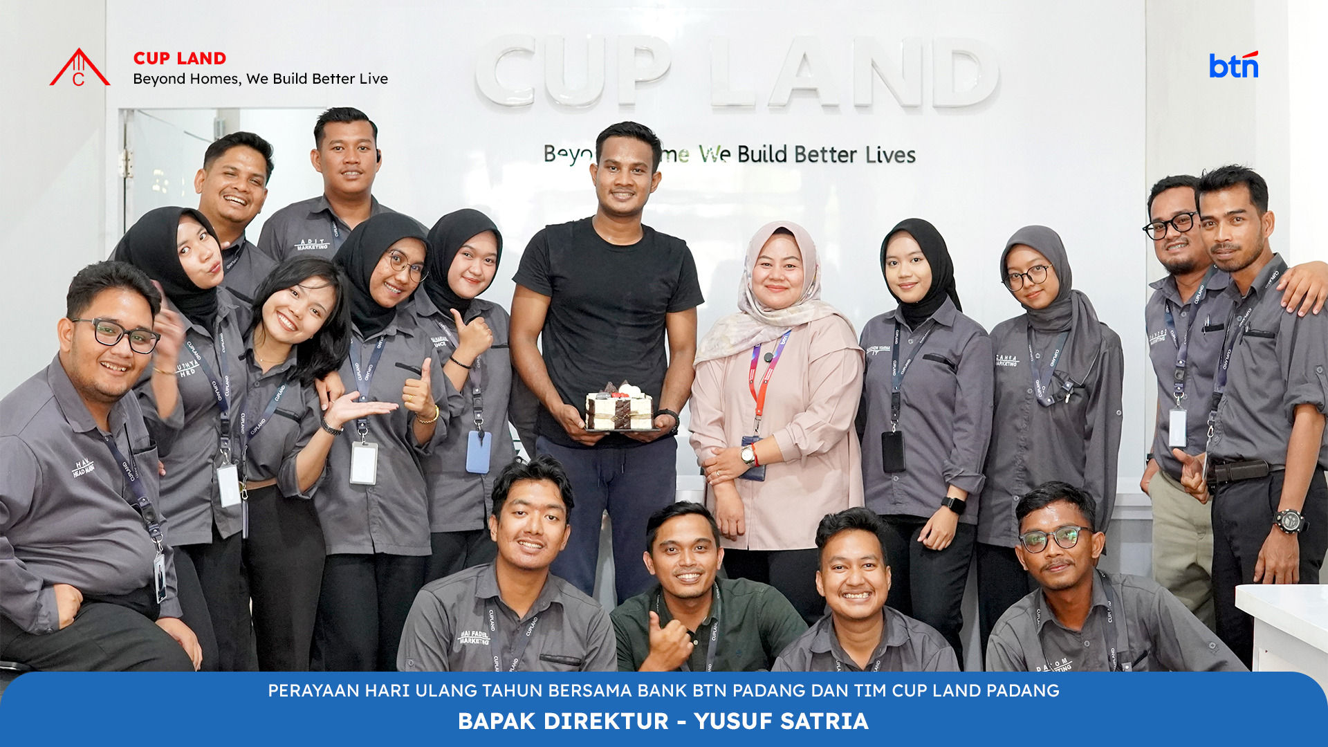 Sinergi dan Kehangatan : Tim Cup Land dan Bank BTN Padang Rayakan Ulang Tahun Direktur Yusuf Satria